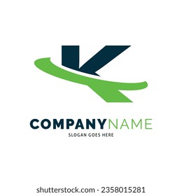 Initial Letter K Swoosh Icon Vector Logo Template Illustration Design