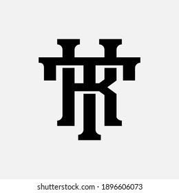 Anfangsbuchstaben K, T, KT oder TK, überlappend, Verriegelung, Monogramm-Logo, schwarze Farbe auf weißem Hintergrund