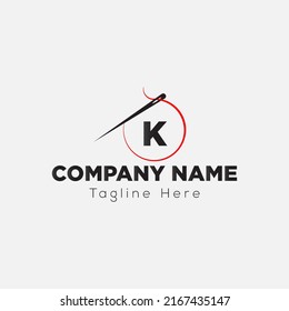 Initial Letter K Tailor Logo, Needle and Thread Combination. Needle logo, Embroider, Textile, Fashion, Cloth, Fabric Template