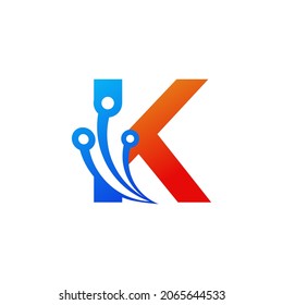 Initial Letter K Technology Logo Design Template Element