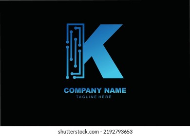 initial Letter K tecnology  logo
