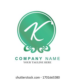 Concepto de diseño de plantilla de letra K inicial