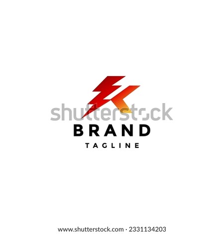 Initial Letter K Thundered Logo Design. Letter K Shaped Lightning Symbol Design Logo.