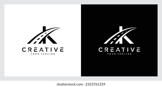Initial Letter K Transport Logo. K Letter Road Logo Design Transportation Sign Symbol