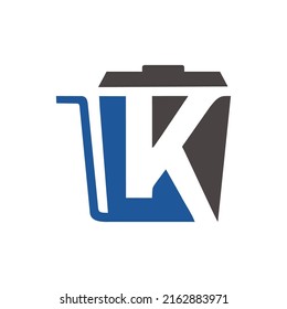 Initial letter K trash bin logo. Business logo. Vector image