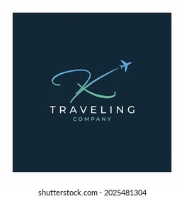 Initial Letter K Travel Logo Design