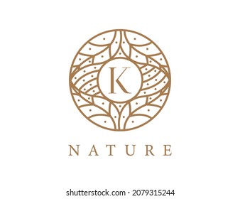 initial letter K Tropical Leaf logo. Emblem Logo Vector illustrations. Vector Logo design for natural products, flower shop, cosmetics, ecology concepts, health, spa.