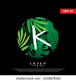initial letter k tropical logo. modern icon, template design