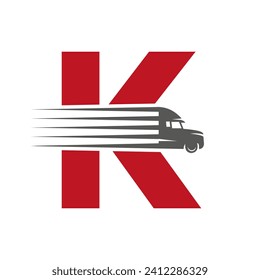 Initial Letter K Truck Logo For Transportation Symbol. Transportation Logotype