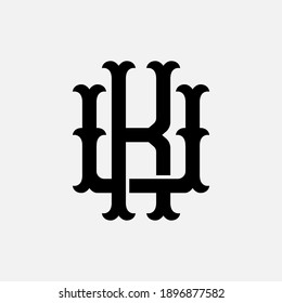 Anfangsbuchstaben K, U, KU oder UK, überlappend, Verriegelung, Monogramm-Logo, schwarze Farbe auf weißem Hintergrund