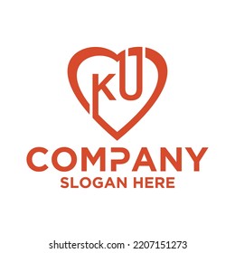 Anfangsbuchstabe k u Logo, Vektordesign-Vorlage