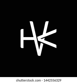 Initial letter K and V, KV, VK, overlapping interlock monogram logo, white color on black background