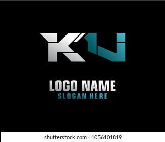 Initial letter K V logo template vector
