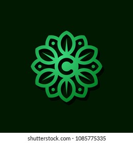 Initial Letter K Vector Logo design with Abstract mandala flower swirl icon vector design. Elegant premium ornament logotype symbol
