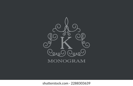 Initial letter K vector logo design for monogram, business, greeting card, sign.