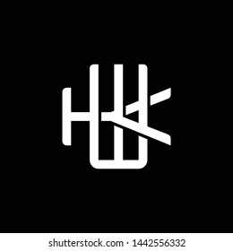 Initial letter K and W, KW, WK, overlapping interlock monogram logo, white color on black background