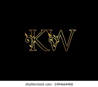 Initial letter K and W, KW, Gold Logo Icon,  
classy gold letter monogram logo icon suitable for boutique,restaurant, wedding service, hotel or business identity. 