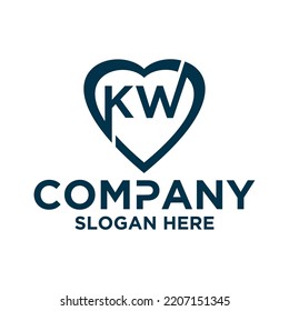 Initial letter k w logo vector design template