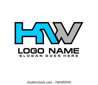 Initial letter K & W logo template vector