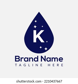 Initial Letter K Wash Logo, Drop and Wash Combination. Drop logo, Wash, Clean, Fresh, Water Template