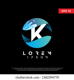 initial letter k water liquid logo. modern icon, template design