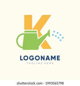 Letra inicial K Watering Can Logotipo Diseño Icono gráfico Ilustración