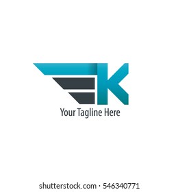 Initial Letter K With Wings Design Logo