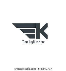 Initial Letter K With Wings Design Logo