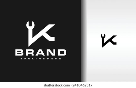 initial letter K wrench logo