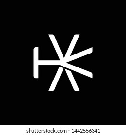Initial letter K and X, KX, XK, overlapping interlock monogram logo, white color on black background