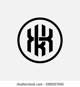 Letra inicial K, X, KX o XK superpuestas, interbloqueadas, logotipo monograma, color negro sobre fondo blanco