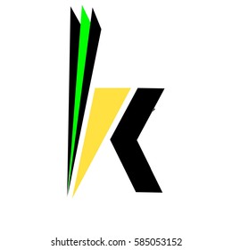 initial letter K yellow and black color logo vector