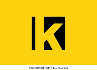 Initial Letter K Yellow Logo Design