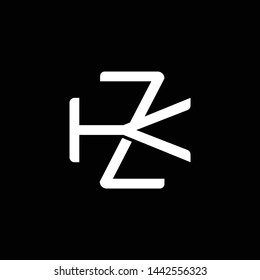 Initial letter K and Z, KZ, ZK, overlapping interlock monogram logo, white color on black background