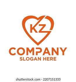 Initial letter k z logo vector design template