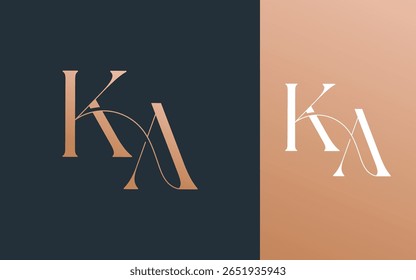 Initial letter KA AK logo design vector illustration for couple, wedding, and business