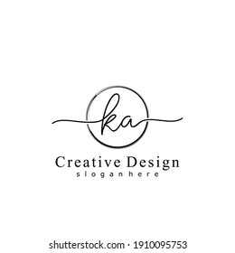 Initial letter KA calligraphy handwritten logo. Handwritten alphabet in the logo template. Letters and Alphabet for your logo design.