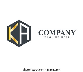 Initial Letter KA Hexagonal Design Logo