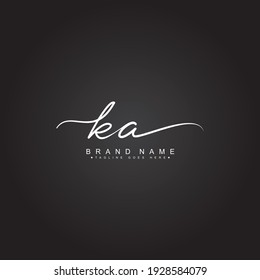 Initial Letter KA Logo - Handwritten Signature Logo