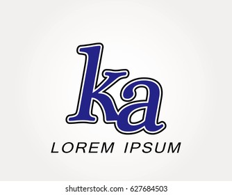 Initial letter ka logo. Monogram lowercase italic