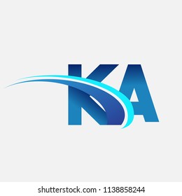 initial letter KA logotype company name colored blue and swoosh design. vector logo for business and company identity.
