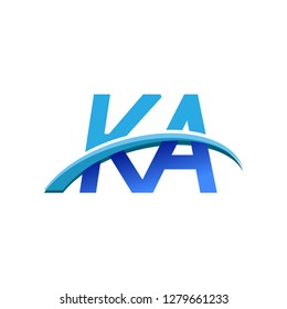 initial letter KA logotype company name colored blue and swoosh design. vector logo for business and company identity.