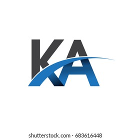 initial letter KA logotype company name colored blue and grey swoosh design. vector logo for business and company identity.
