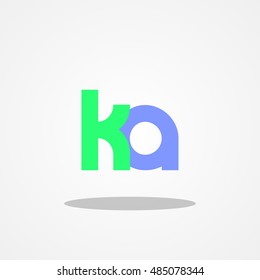 Initial letter KA lowercase logo design template green blue