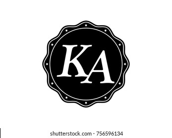 Initial letter KA monogram logo black seal stamp lace