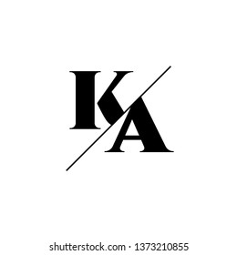 Initial Letter KA Monogram Sliced. Logo template isolated on white background