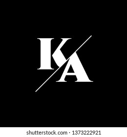 Initial Letter KA Monogram Sliced. Logo template isolated on black background