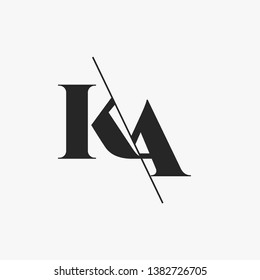 Initial Letter KA Monogram Sliced. Modern logo template isolated on gray background