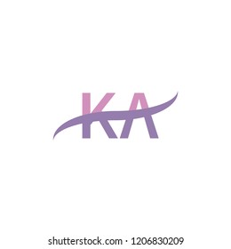 Initial letter KA, overlapping movement swoosh logo, soft purple color isolated on white background