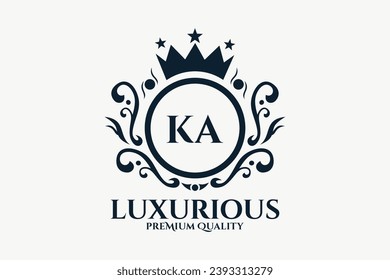 Initial  Letter KA Royal Luxury Logo template in vector art for luxurious branding  vector illustration.